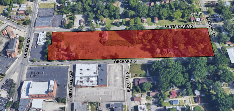 Orchard St Rezoning aerial view