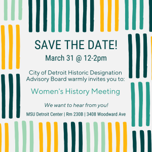 Women's History 3/31 Save the Date