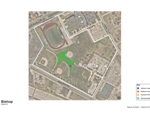 Aerial view of proposed Nature Pocket at Bishop Park