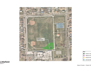Aerial view of proposed Nature Pocket at Littlefield Park