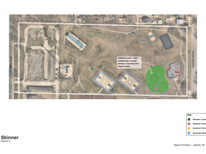 Aerial view of proposed Nature Pocket at Skinner Park